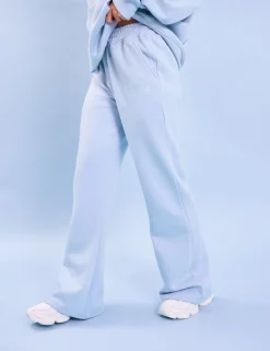 Outlet Kaiia Logo Wide Leg Sweat Pants Light Blue Back In Stock | Sculpt & Leisure