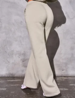 Discount Kaiia Logo Wide Leg Sweat Pants in Stone Sculpt & Reset | Back In Stock