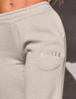 Discount Kaiia Logo Wide Leg Sweat Pants in Stone Sculpt & Reset | Back In Stock