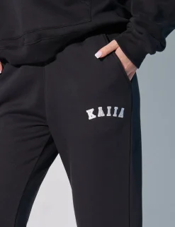 Best Sale Kaiia Logo Wide Leg Sweat Pants in Black Back In Stock | Sculpt & Leisure
