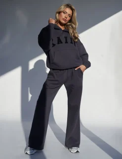 Sale Kaiia Logo Wide Leg Sweat Pants in Dark Back In Stock | Sculpt & Leisure