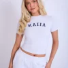 Outlet Kaiia Longline Baby Tee Light Grey Marl & Navy Sculpt & Leisure | Kaiia The Label