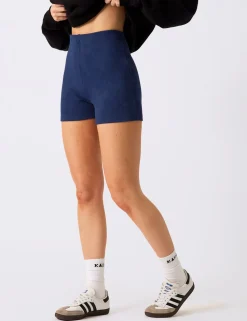 Discount Kaiia Mini Ribbed Cycling Shorts Denim Sculpt & Leisure | Kaiia The Label