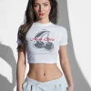 Best Kaiia Mon Cheri Print Baby Tee Sculpt & Leisure | Kaiia The Label