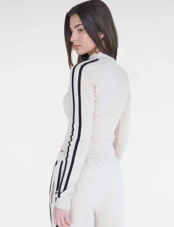 Fashion Kaiia Motocross Ribbed Zip Up Long Sleeve Top & Black Sculpt & Leisure | Kaiia The Label