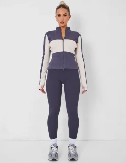 Best Sale Kaiia Motocross Zip Through Ribbed Long Sleeve Top Dark Sculpt & Leisure | Kaiia The Label