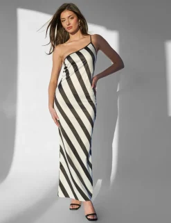 Store Kaiia One Shoulder Maxi Dress Stripe Sculpt & Leisure | Kaiia The Label