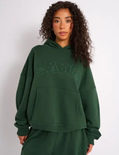 Fashion Kaiia Oversized Logo Hoodie Forest Curve | Sculpt & Leisure