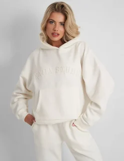 Flash Sale Kaiia Oversized Logo Hoodie in Vanilla Curve | Sculpt & Leisure