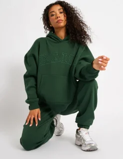 Fashion Kaiia Oversized Logo Hoodie Forest Curve | Sculpt & Leisure