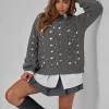 Cheap Kaiia Oversized Plaited Jumper in Charcoal Sculpt & Leisure | Kaiia The Label