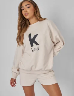 New Kaiia Oversized Sweatshirt Cream Curve | Sculpt & Leisure