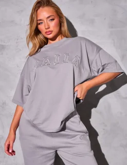 Fashion Kaiia Oversized T-Shirt Dove Grey Sculpt & Reset