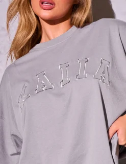 Fashion Kaiia Oversized T-Shirt Dove Grey Sculpt & Reset