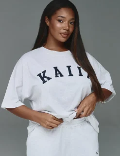 Online Kaiia Oversized T-shirt Grey Marl & Navy Sculpt & Leisure | Kaiia The Label