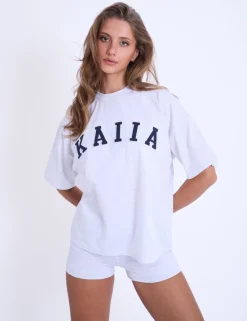 Online Kaiia Oversized T-shirt Grey Marl & Navy Sculpt & Leisure | Kaiia The Label