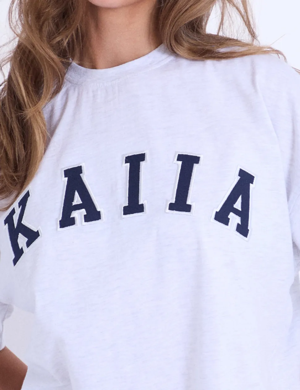 Online Kaiia Oversized T-shirt Grey Marl & Navy Sculpt & Leisure | Kaiia The Label