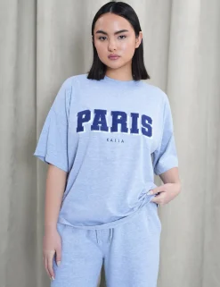 Hot Kaiia Paris Shadow Logo Oversized Top Grey Marl Sculpt & Leisure | Kaiia The Label