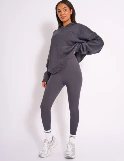Shop Kaiia Premium Ribbed Legging Dark Grey Sculpt & Reset | Sculpt & Leisure