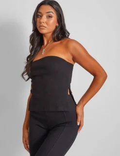 Store Kaiia Ribbed Bandeau Side Split Top Sculpt & Leisure | Kaiia The Label