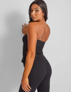 Store Kaiia Ribbed Bandeau Side Split Top Sculpt & Leisure | Kaiia The Label