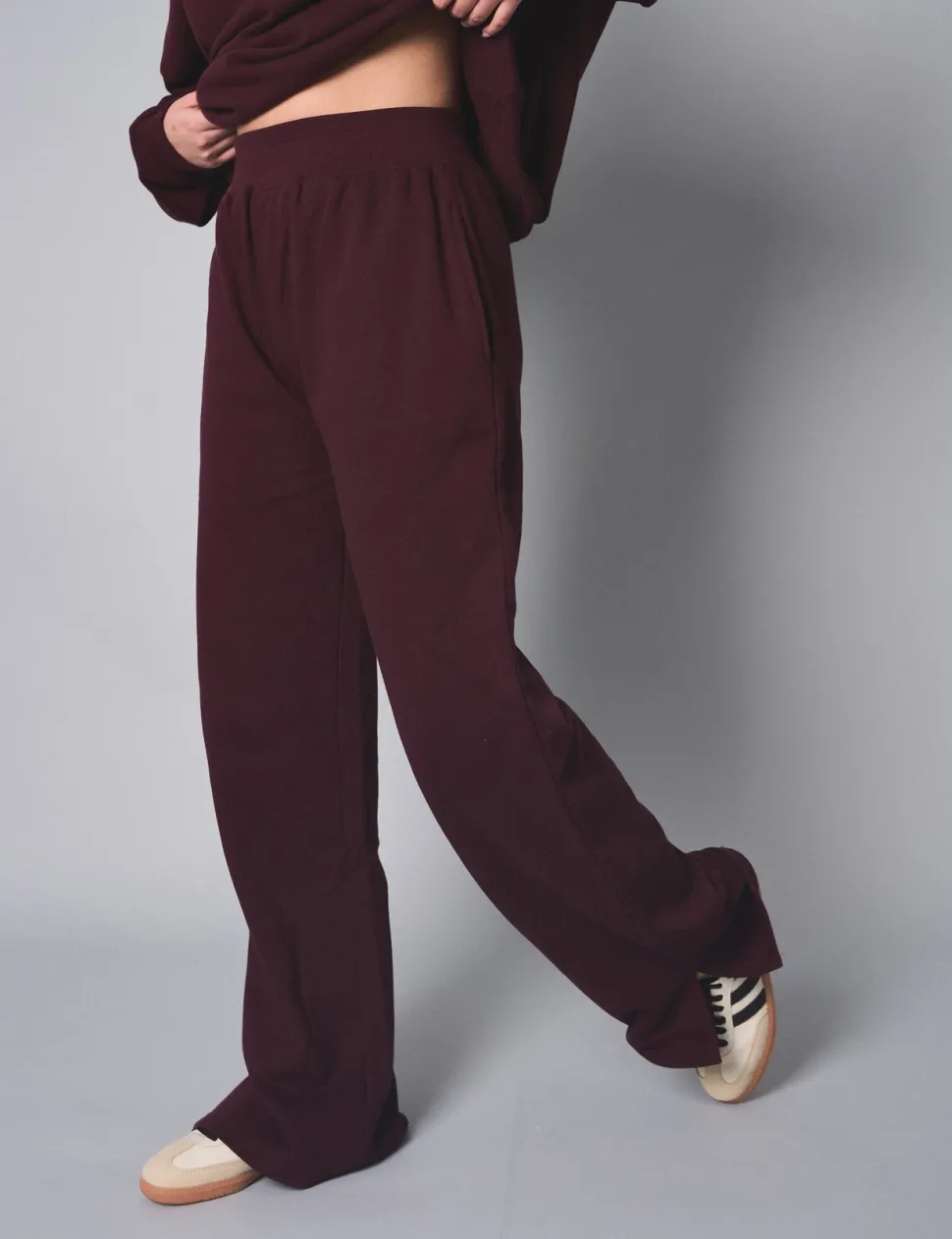 Best Kaiia Ribbed Waistband Wide Leg Sweat Pants Sculpt & Leisure | Kaiia The Label