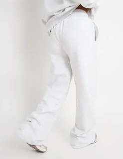 Outlet Kaiia Ribbed Waistband Wide Leg Joggers Light Grey Marl & Forest Green Sculpt & Leisure | Kaiia The Label