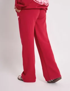 Best Sale Kaiia Ribbed Waistband Wide Leg Joggers Red & Pink Sculpt & Leisure | Kaiia The Label
