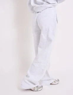 Outlet Kaiia Ribbed Waistband Wide Leg Joggers Light Grey Marl Sculpt & Leisure | Kaiia The Label
