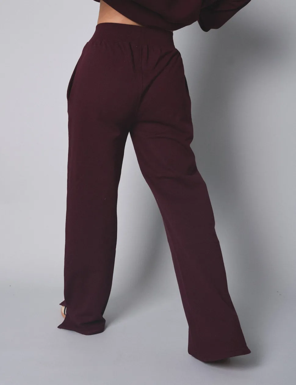 Best Kaiia Ribbed Waistband Wide Leg Sweat Pants Sculpt & Leisure | Kaiia The Label