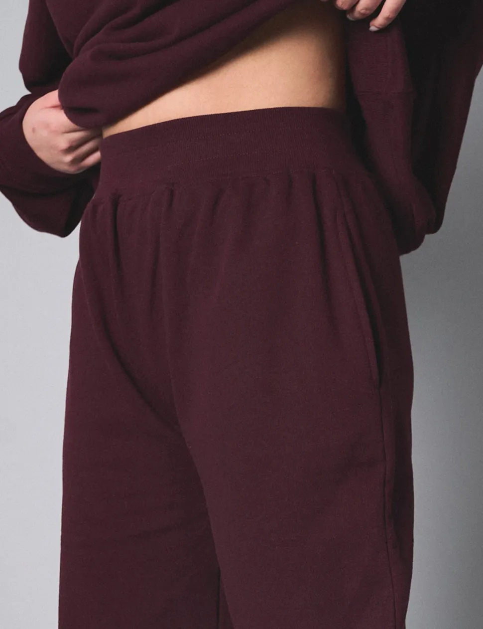Best Kaiia Ribbed Waistband Wide Leg Sweat Pants Sculpt & Leisure | Kaiia The Label