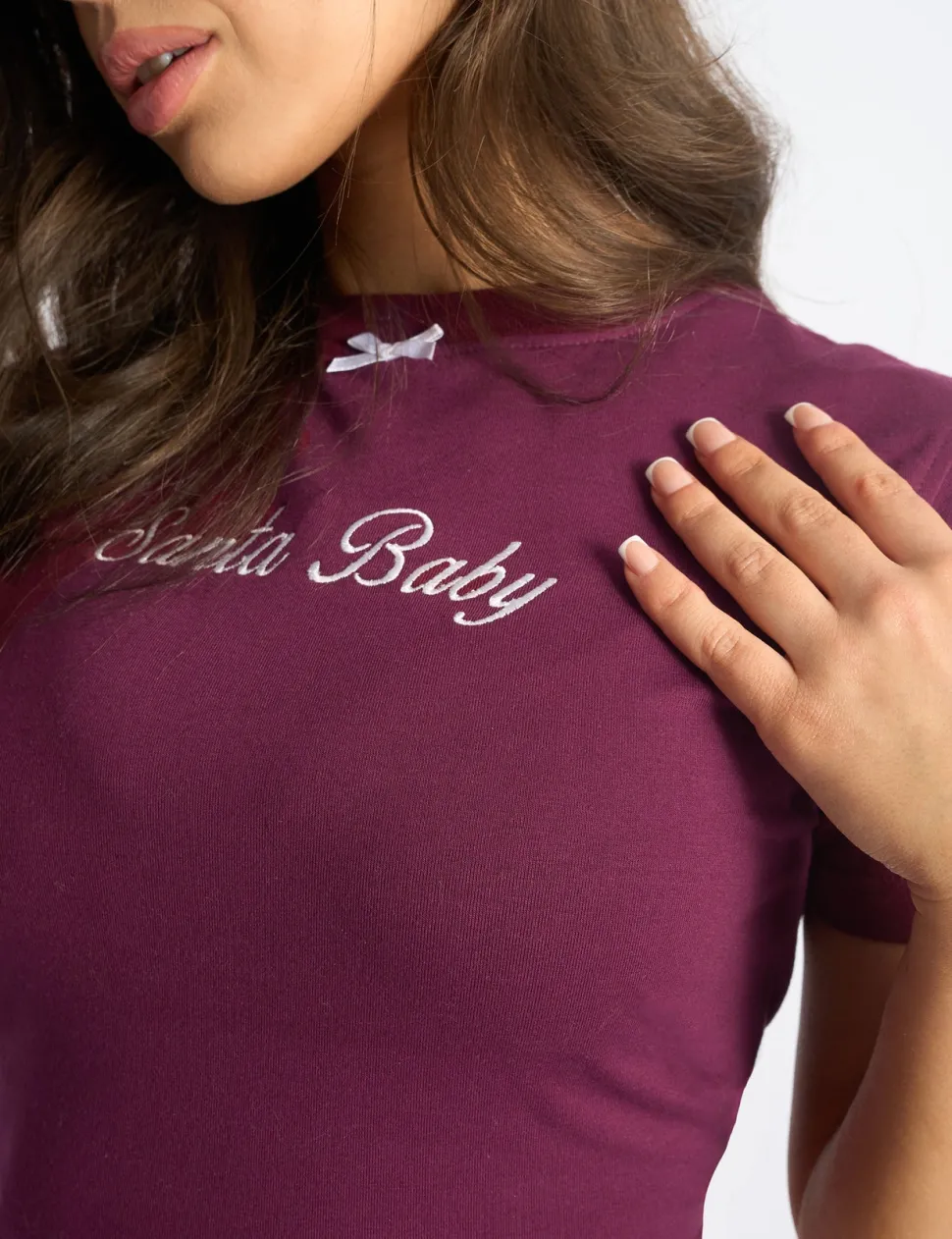 Discount Kaiia Santa Baby Bow Detail Baby Tee Sculpt & Leisure | Kaiia The Label
