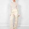 Online Kaiia Satin Wide Leg Cargos in Beige Trousers