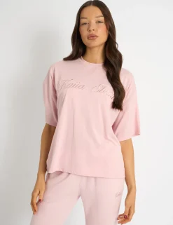 Fashion Kaiia Script Logo Oversized T-Shirt Pink Chai Sculpt & Leisure | Kaiia The Label