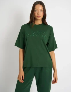 Outlet Kaiia Script Logo Oversized T-Shirt Forest Green Sculpt & Leisure | Kaiia The Label