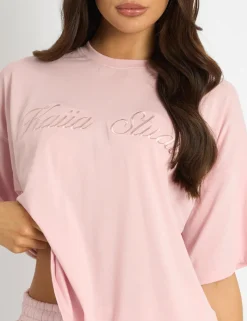 Fashion Kaiia Script Logo Oversized T-Shirt Pink Chai Sculpt & Leisure | Kaiia The Label