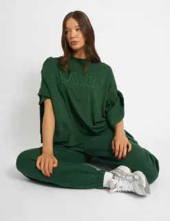 Outlet Kaiia Script Logo Oversized T-Shirt Forest Green Sculpt & Leisure | Kaiia The Label