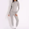 Online Kaiia Sculpt Long Sleeve Zip Through Fitted Jacket Dove Grey Sculpt & Reset | Sculpt & Leisure