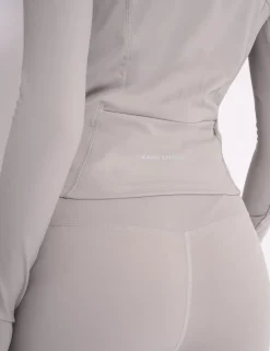 Online Kaiia Sculpt Long Sleeve Zip Through Fitted Jacket Dove Grey Sculpt & Reset | Sculpt & Leisure