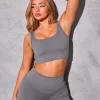 Shop Kaiia Sculpt Square Neck Crop Top Slate Grey Sculpt & Reset | Sculpt & Leisure