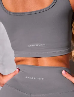 Shop Kaiia Sculpt Square Neck Crop Top Slate Grey Sculpt & Reset | Sculpt & Leisure