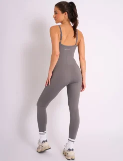 Store Kaiia Sculpt Strappy Unitard Slate Grey Sculpt & Reset | Sculpt & Leisure