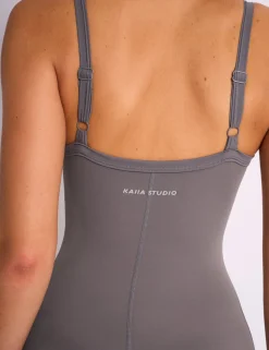 Store Kaiia Sculpt Strappy Unitard Slate Grey Sculpt & Reset | Sculpt & Leisure