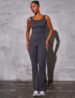Shop Kaiia Sculpt Wide Leg Unitard Graphite Grey Sculpt & Reset | Sculpt & Leisure