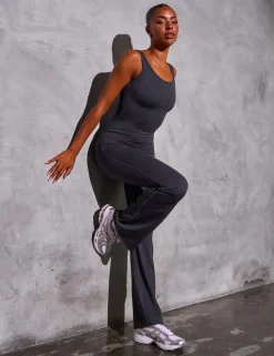 Shop Kaiia Sculpt Wide Leg Unitard Graphite Grey Sculpt & Reset | Sculpt & Leisure