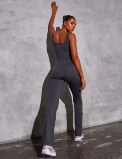 Shop Kaiia Sculpt Wide Leg Unitard Graphite Grey Sculpt & Reset | Sculpt & Leisure