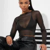 Discount Kaiia Sheer Knit Top in Glitter Sculpt & Leisure | Kaiia The Label