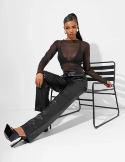 Discount Kaiia Sheer Knit Top in Glitter Sculpt & Leisure | Kaiia The Label