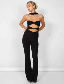 Online Kaiia Slinky Choker Cut Out Jumpsuit in Sculpt & Leisure | Kaiia The Label