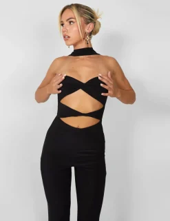 Online Kaiia Slinky Choker Cut Out Jumpsuit in Sculpt & Leisure | Kaiia The Label
